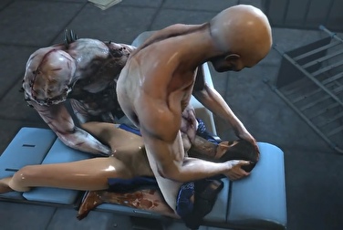 Мутанты занимаются сексом с Эшли и ФемШеп в лаборатории (Mass Effect) ( порно комикс).